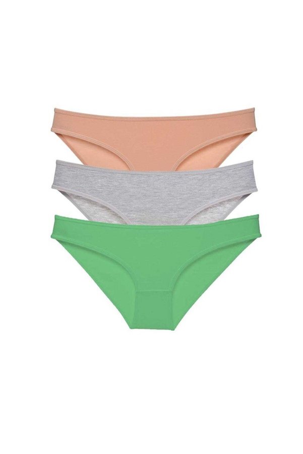 Ethab Ticaret Glb-Stl41414 3 Adet Eko Set Likralı Kadın Slip Külot Ten Gri Yeşil