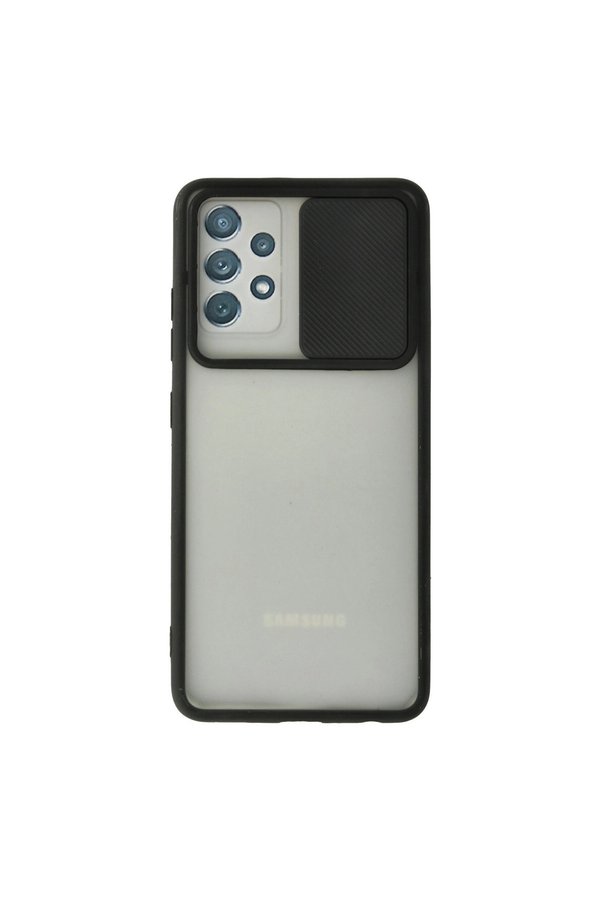Evimdeyokyok Samsung Galaxy A72 Kılıf Palm Buzlu Kamera Sürgülü Silikon - Siyah