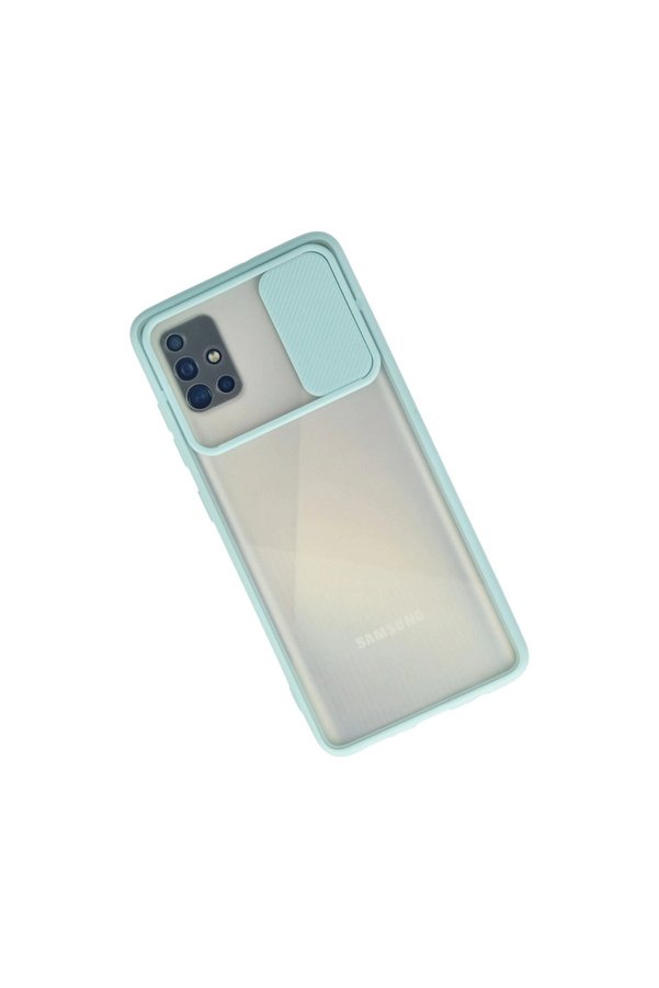 Evimdeyokyok Samsung Galaxy A71 Kılıf Palm Buzlu Kamera Sürgülü Silikon - Turkuaz