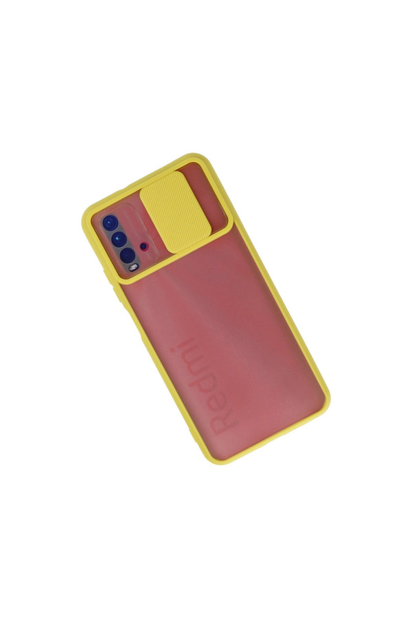 Evimdeyokyok Xiaomi Redmi 9T Kılıf Palm Buzlu Kamera Sürgülü Silikon - Sarı