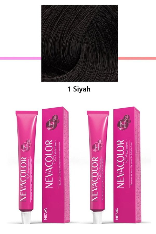 Ethab Ticaret Glb-Stl41414 2 Li Set Premium 1 Siyah - Kalıcı Krem Saç Boyası 2 X 50 G Tüp