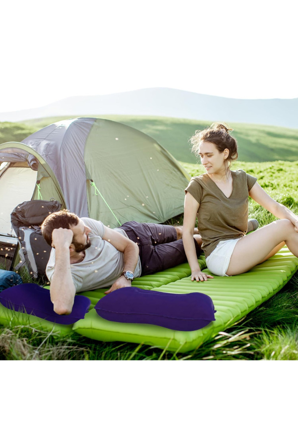 Ethab Ticaret Glbl-Tstil4136 Şişme Kamp Ve Yolculuk Yastığı - Ergonomik - Kadife Yüzey