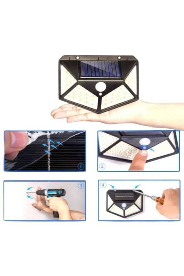 Ethab Giyim Solar Sensörlü Duvar Lambası Bahçe Lambaso Parlak Beyaz Işık Suya Dayanıklı - Glst3673-3188