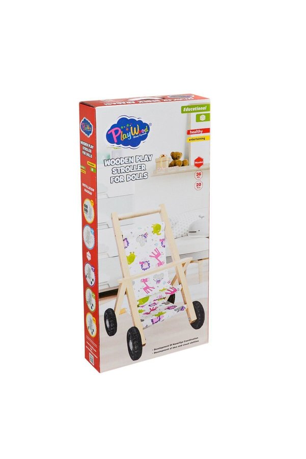 Ethab Ticaret Ony-386 Ahşap Oyuncak Bebek Arabası -Onyıl - 1 Adet