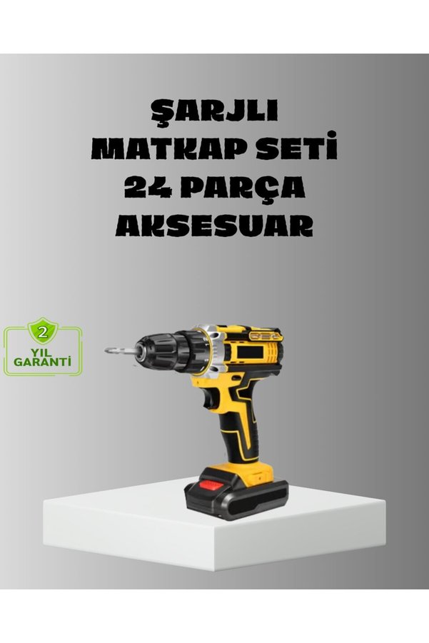 Velanzo Şarjlı Darbeli Matkap Seti – 2 Bataryalı 24W Güç 24 Parça Aksesuar Led Işı - Vlzn9318-766