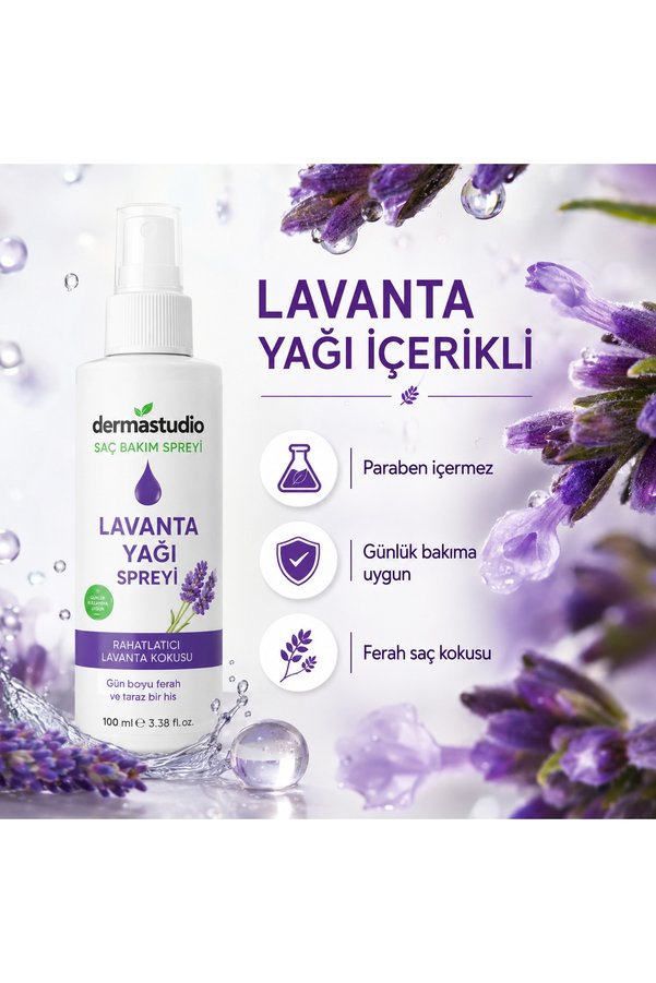 Dermastudio Lavanta Yağlı Saç Spreyi – Doğal Ve Güvenli Saç Bakımı