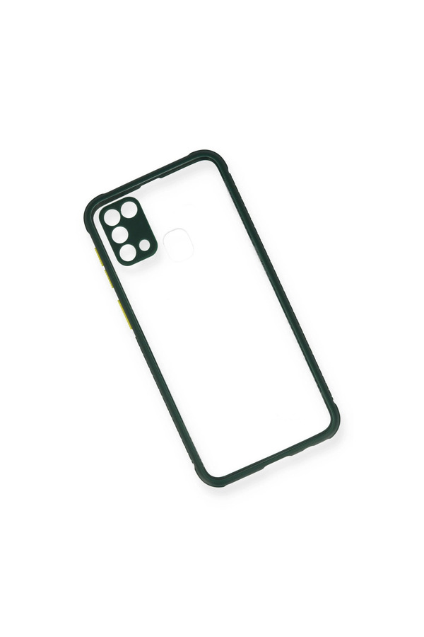 Evimdeyokyok Samsung Galaxy M31 Kılıf Miami Şeffaf Silikon - Koyu Yeşil