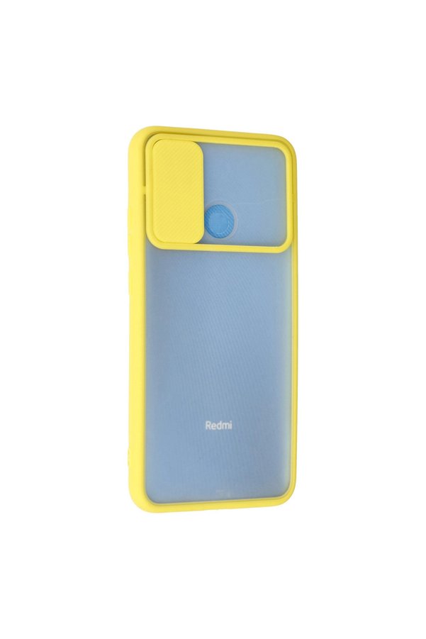Evimdeyokyok Xiaomi Redmi 9C Kılıf Palm Buzlu Kamera Sürgülü Silikon - Sarı