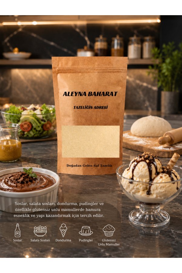 Aleyna Baharat 100 Gr Glutensiz Xanthan Gum / Ksantan Gam (Saf, Doğal Ve Orijinal)