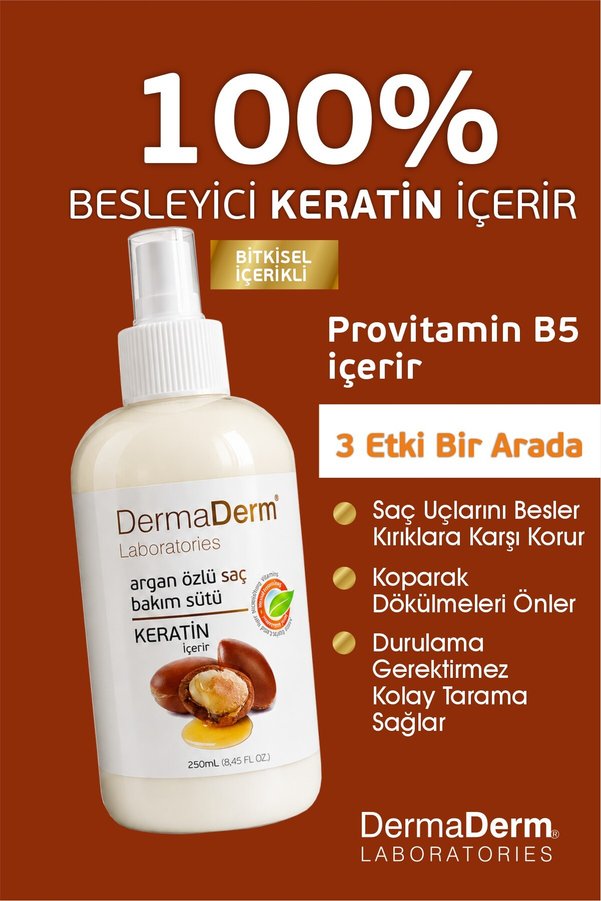 Dermaderm Argan Özlü Saç Bakım Sütü Dökülme Karşıtı Canlandırıcı Sıvı Saç Kremi 250 Ml