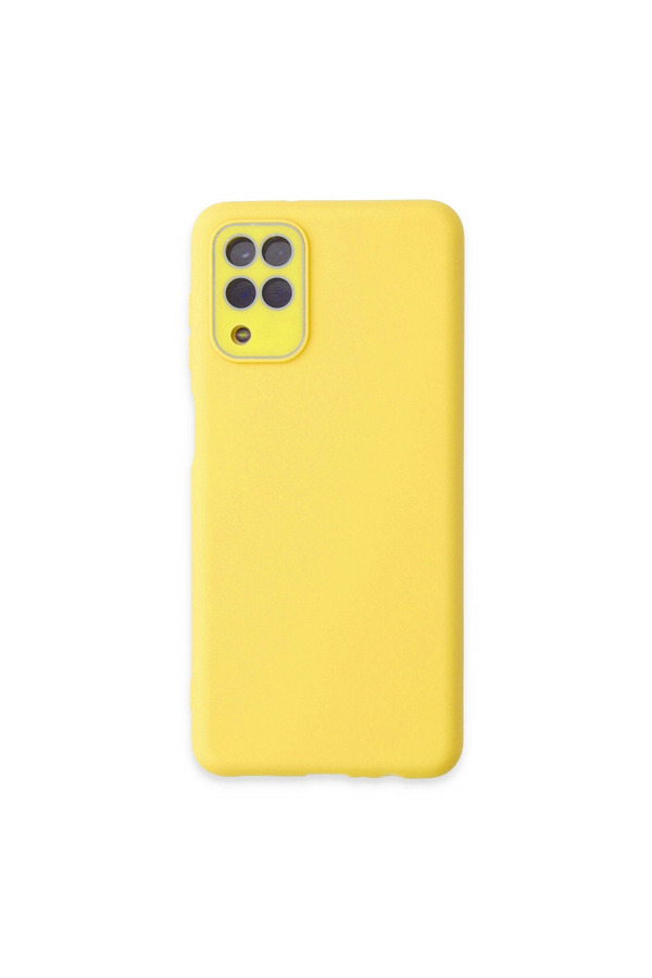 Evimdeyokyok Samsung Galaxy A22 Kılıf Lansman Glass Kapak - Sarı