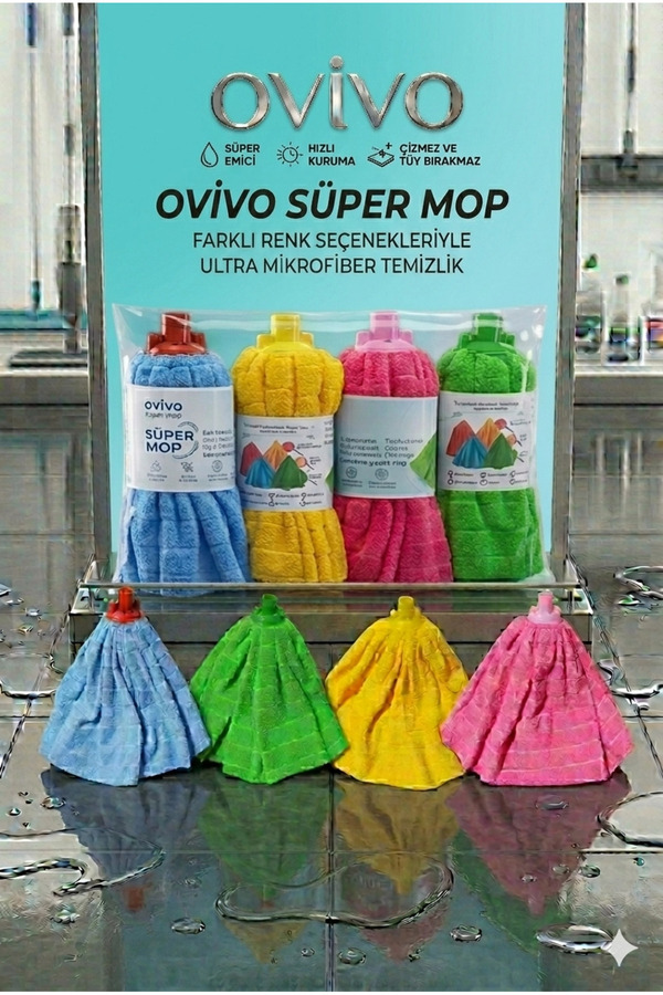 Ovivo 2 Adet Mikrofiber Süper Mop Paspas Yedek Ucu