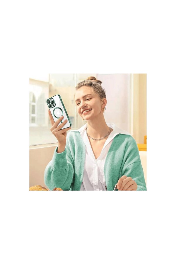 Evi̇mdeyokyok Apple İphone 15 Pro Kılıf Kross Magneti̇csafe Kapak - Gümüş