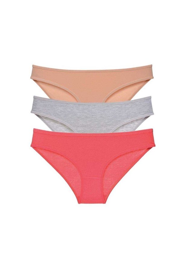 Ethab Ticaret Glb-Stl41414 3 Adet Süper Eko Set Likralı Kadın Slip Külot Ten Gri Fuşya