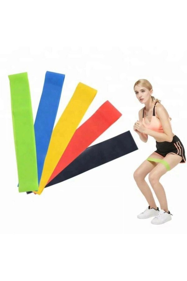 Ethab Ticaret Glb-Stl41414 Pilates Squat Aerobik Direnç Lastiği 5 Li Paket
