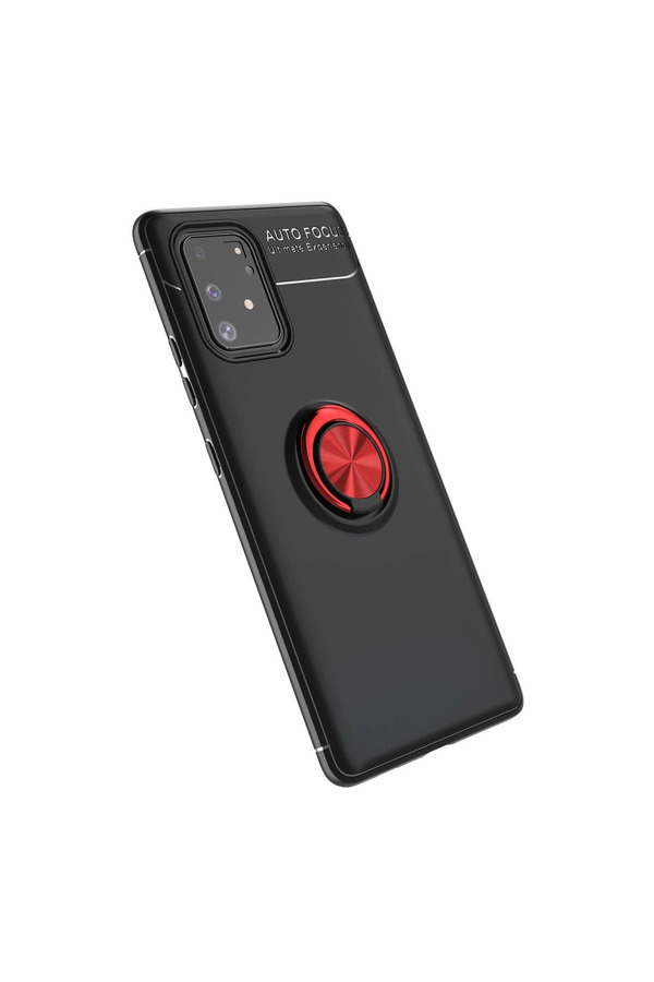 Evimdeyokyok Samsung Galaxy A91 / S10 Lite Kılıf Range Yüzüklü Silikon - Siyah-Kırmızı