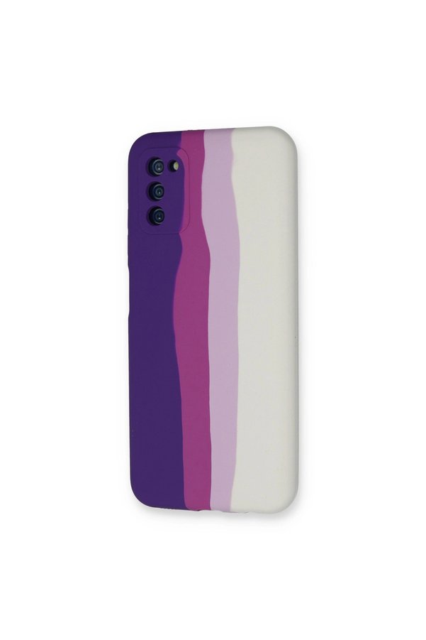 Evimdeyokyok Samsung Galaxy A03S Kılıf Ebruli Lansman Silikon - Mor-Beyaz