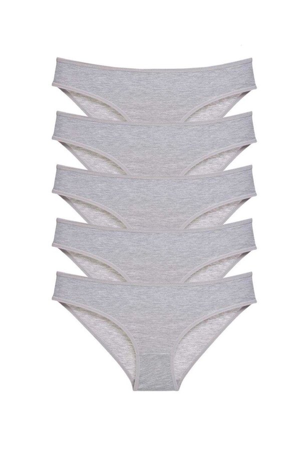 Ethab Ticaret Glb-Stl41414 5 Adet Süper Eko Set Likralı Kadın Slip Külot Gri