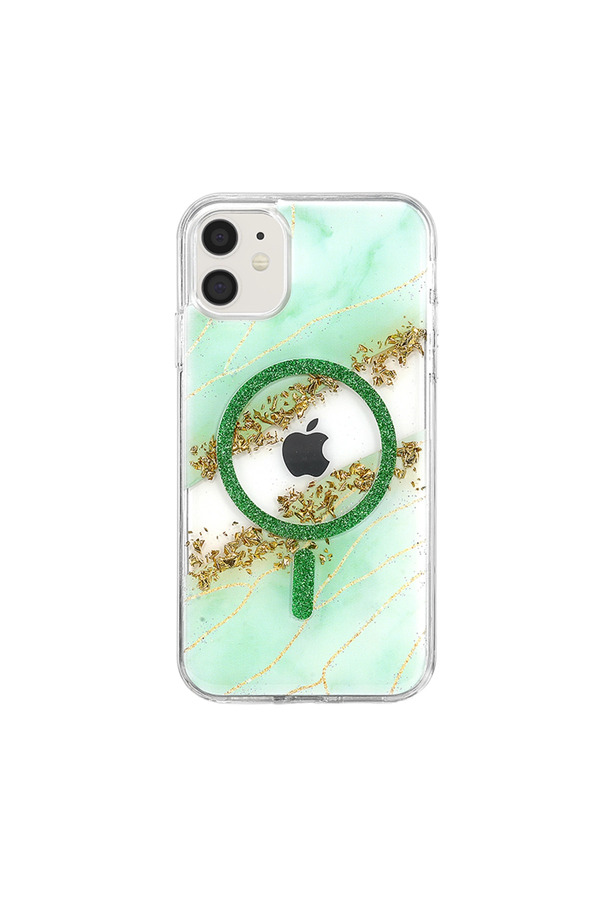 Evimdeyokyok Onegif Apple İphone 11 Lotus Simli Magsafe Kapak - Yeşil