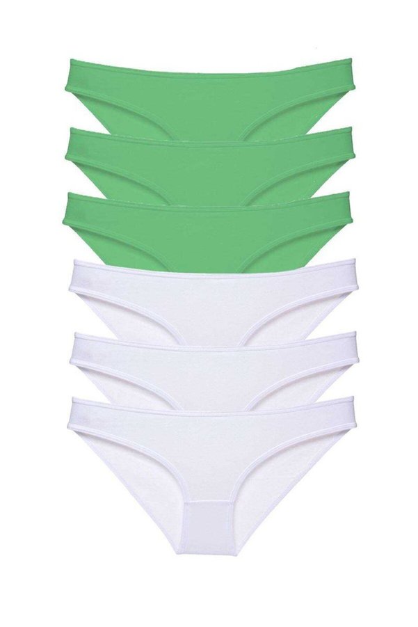 Ethab Ticaret Glb-Stl41414 6 Adet Eko Set Likralı Kadın Slip Külot Yeşil Beyaz