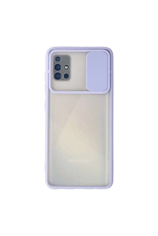 Evimdeyokyok Samsung Galaxy A71 Kılıf Palm Buzlu Kamera Sürgülü Silikon - Lila
