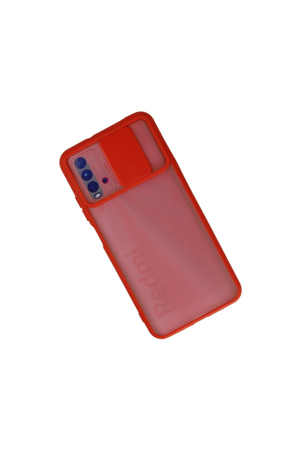Evimdeyokyok Xiaomi Redmi 9T Kılıf Palm Buzlu Kamera Sürgülü Silikon - Kırmızı