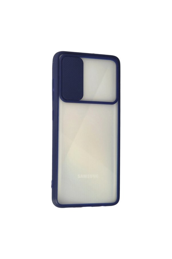 Evimdeyokyok Samsung Galaxy A71 Kılıf Palm Buzlu Kamera Sürgülü Silikon - Lacivert