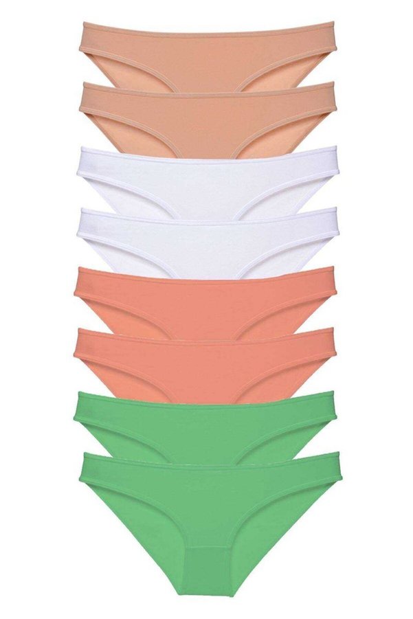 Ethab Ticaret Glb-Stl41414 8 Adet Süper Eko Set Likralı Kadın Slip Külot Ten Beyaz Pudra Yeşil