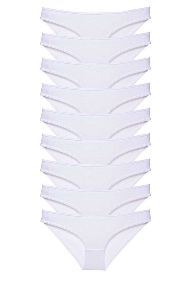 Ethab Ticaret Glb-Stl41414 9 Adet Süper Eko Set Likralı Kadın Slip Külot Beyaz