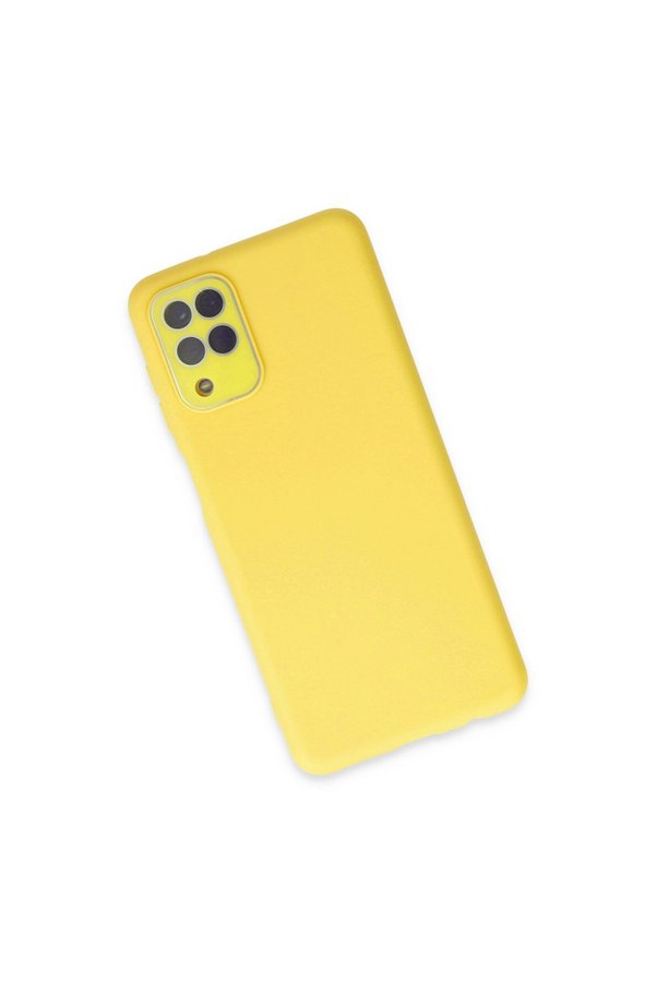 Evimdeyokyok Samsung Galaxy A22 Kılıf Lansman Glass Kapak - Sarı