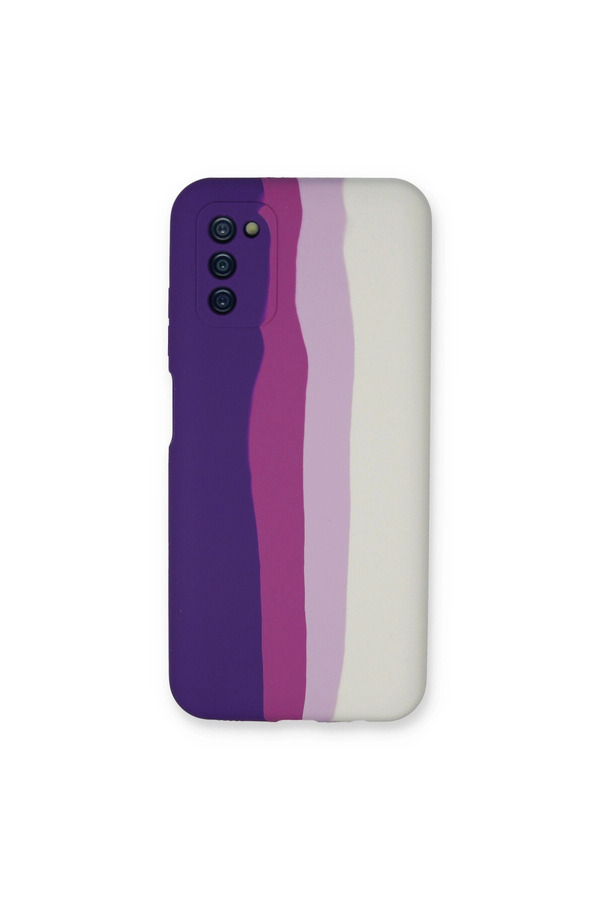 Evimdeyokyok Samsung Galaxy A03S Kılıf Ebruli Lansman Silikon - Mor-Beyaz