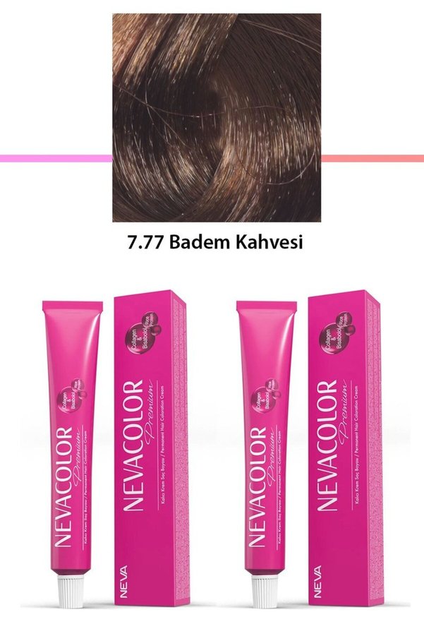 Ethab Ticaret Glb-Stl41414 2 Li Set Premium 7.77 Badem Kahvesi - Kalıcı Krem Saç Boyası 2 X 50 G Tüp