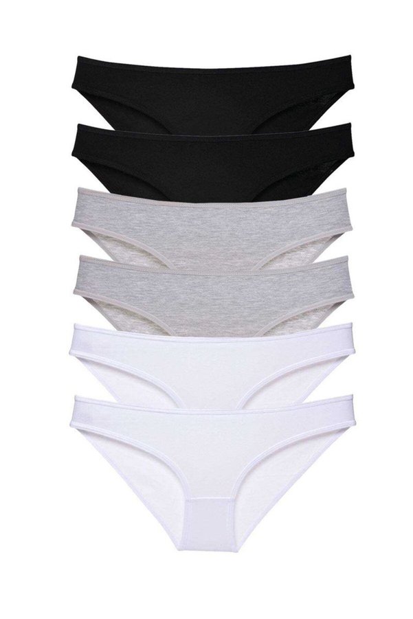 Ethab Ticaret Glb-Stl41414 6 Adet Süper Eko Set Likralı Kadın Slip Külot Siyah Gri Beyaz