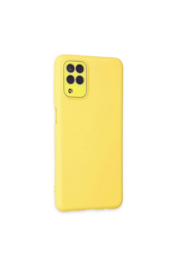 Evimdeyokyok Samsung Galaxy A22 Kılıf Lansman Glass Kapak - Sarı