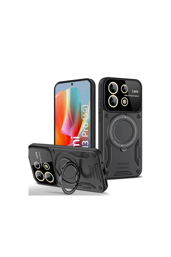 Evimdeyokyok Xiaomi Redmi Note 13 Pro 5G Kılıf Joy Lens Standlı Kapak - Siyah