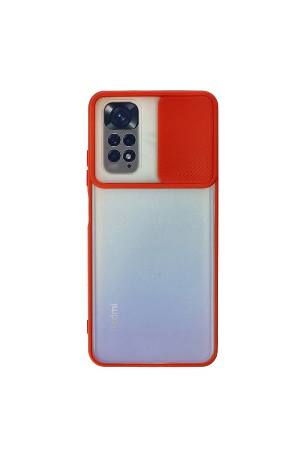 Evimdeyokyok Xiaomi Redmi Note 11 Kılıf Palm Buzlu Kamera Sürgülü Silikon - Kırmızı