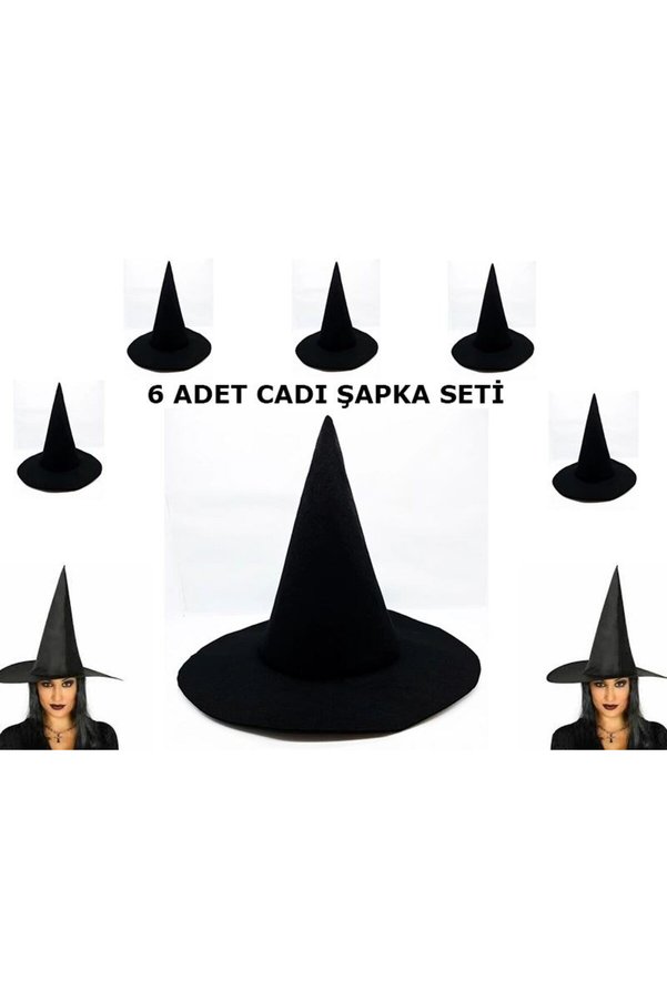 Ethab Ticaret Glb-Stl41414 Siyah Cadı Şapkası Keçe Yetişkin Boy 6 Adet