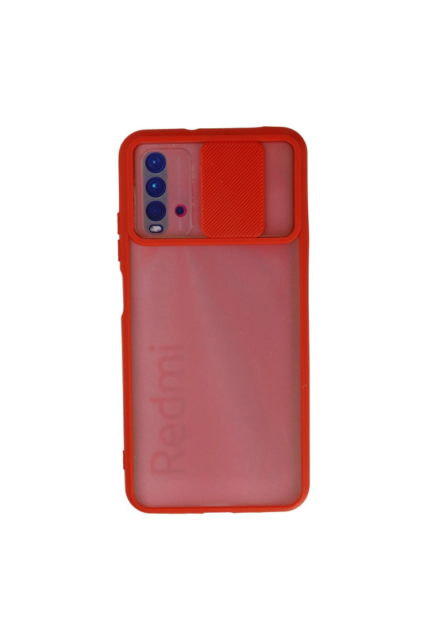 Evimdeyokyok Xiaomi Redmi 9T Kılıf Palm Buzlu Kamera Sürgülü Silikon - Kırmızı
