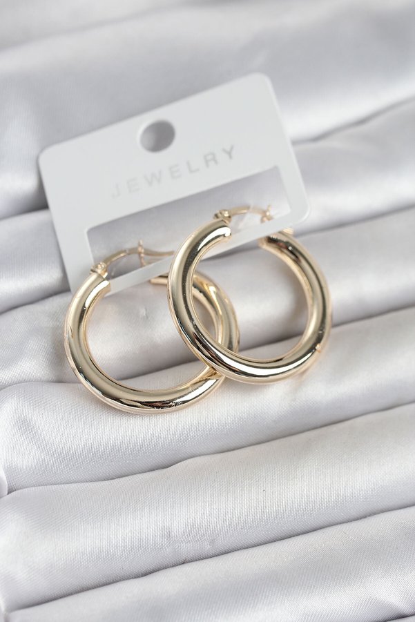 Evimdeyokyok Gold Renk Pirinç Halka 30 Mm Kadın Küpe Tj-Bkp11759