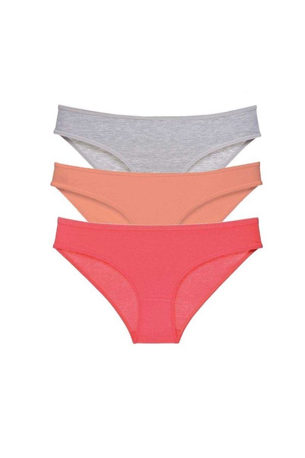Ethab Ticaret Glb-Stl41414 3 Adet Süper Eko Set Likralı Kadın Slip Külot Gri Pudra Fuşya