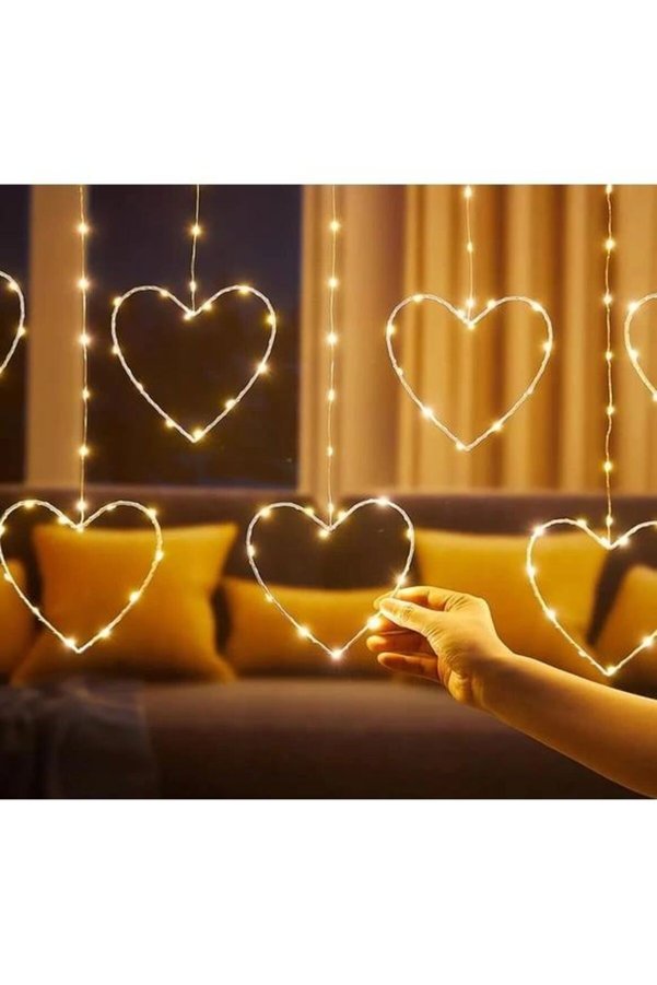 Ethab Ticaret Glb-Stl41414 Kalpli Perde Led Işıklar, Sevgililer Günü Romantik Led Aydınlatma