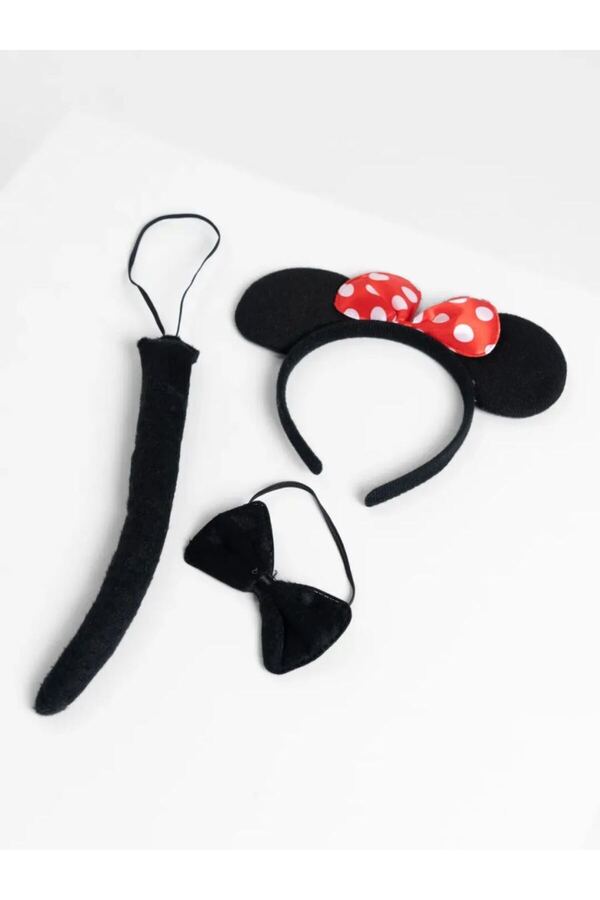 Ethab Ticaret Glb-Stl41414 Minnie Mouse Kostüm Seti Taç Kuyruk Papyon Gösteri Seti