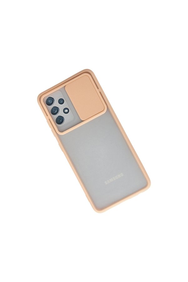 Evimdeyokyok Samsung Galaxy A72 Kılıf Palm Buzlu Kamera Sürgülü Silikon - Pembe