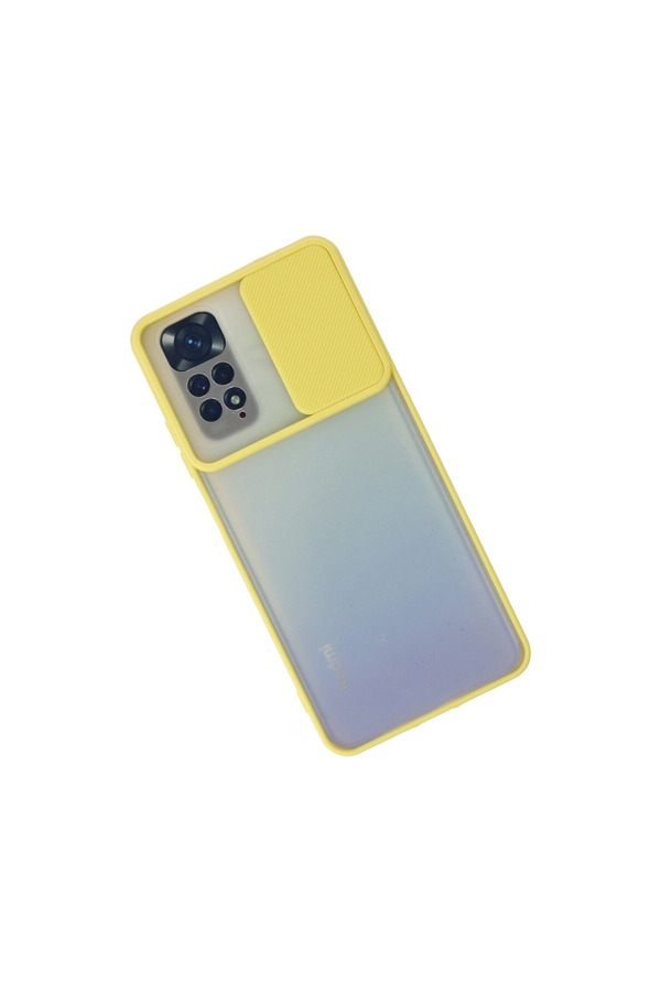 Evimdeyokyok Xiaomi Redmi Note 11 Kılıf Palm Buzlu Kamera Sürgülü Silikon - Sarı