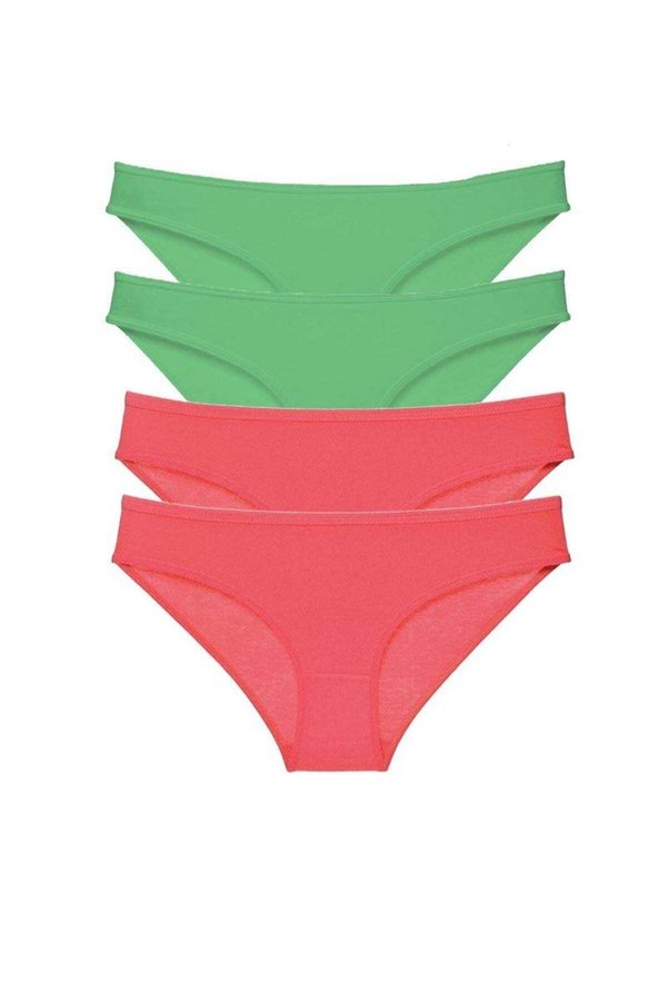 Ethab Ticaret Glb-Stl41414 4 Adet Eko Set Likralı Kadın Slip Külot Yeşil Fuşya