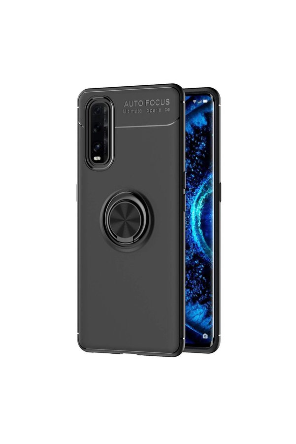 Evimdeyokyok Oppo Find X2 Kılıf Range Yüzüklü Silikon - Siyah