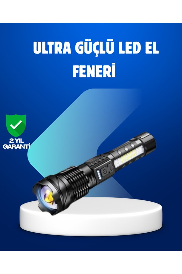Emvera Güçlü Led El Feneri Şarj Edilebilir Çok Modlu