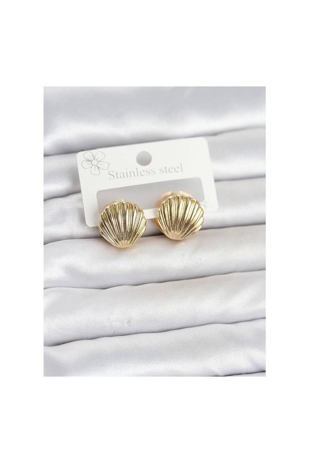 Evimdeyokyok 316L Çelik Gold Renk Deniz Kabuğu Model Kadın Küpe Tj-Bkp11865