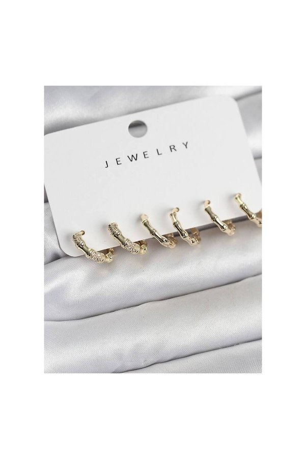 Evi̇mdeyokyok Gold Renk Pi̇ri̇nç Kemi̇k Model 3 Çi̇ft Kadın Küpe Seti̇ - Tj-Bkp11646