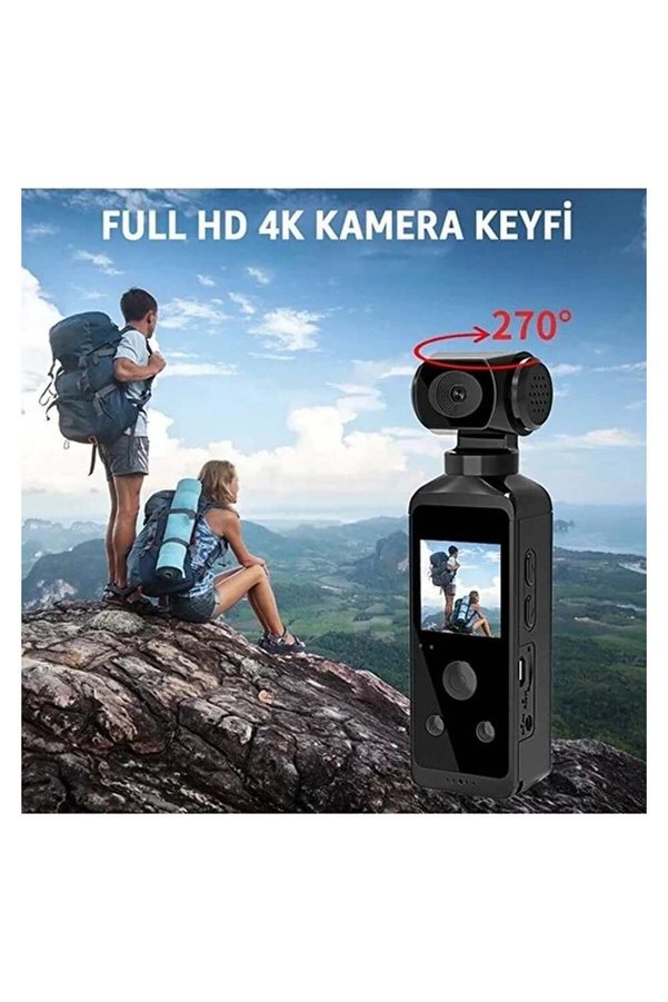 Evi̇mdeyokyok 4K Ultra Hd Aksi̇yon Kamerası 270° Geni̇ş Açı Döner Kli̇ps Su Geçi̇rmez Kılıf Wi̇fi̇ Kamera